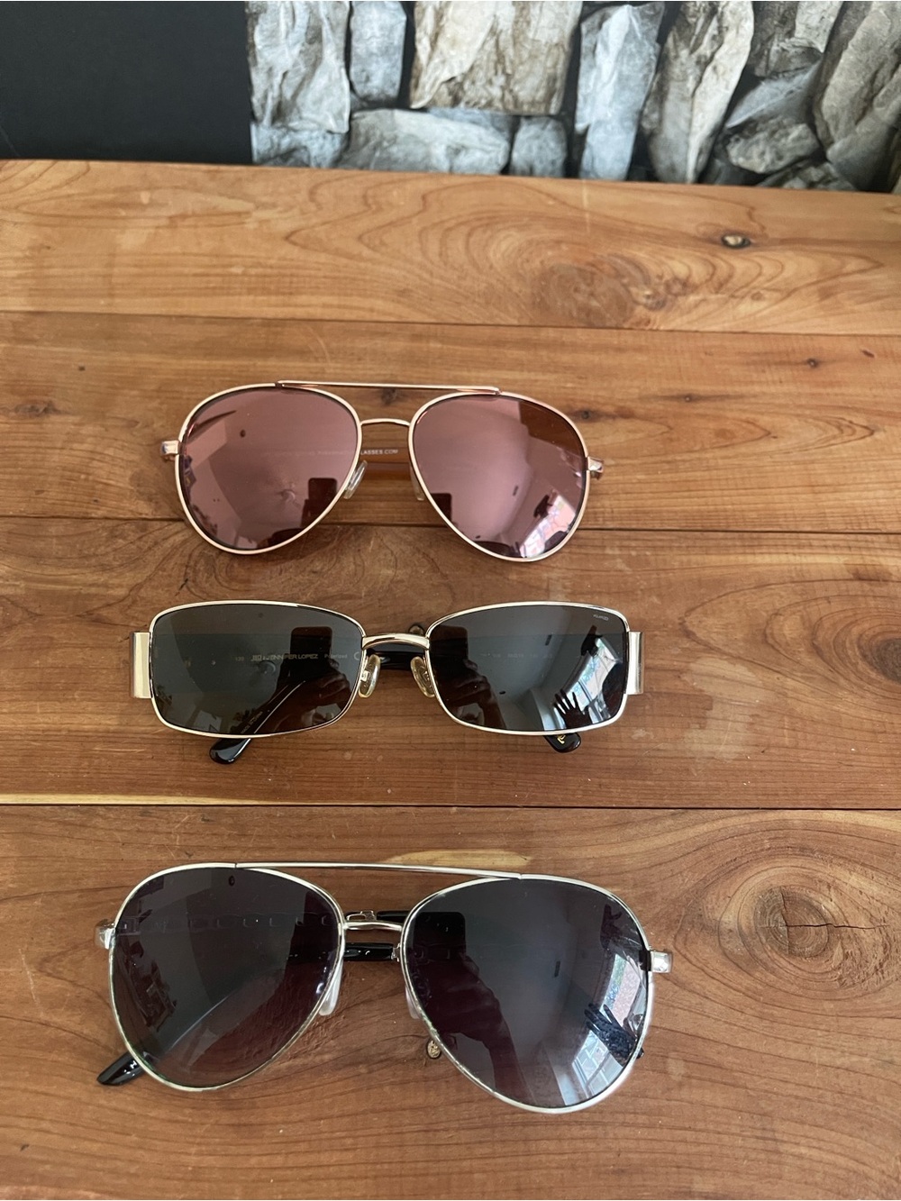 JLO Piranha Womens Sunglasses Bundle Aviator Polarized Gold Rose Gold Silver 3pc